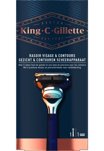 King C. Gillette Gezicht en Contouren Scheermes Voor Heren 1 Mesje