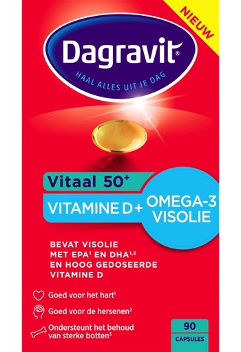 Dagravit Vitaal 50+ Vitamine D+ & Omega-3 Visolie 90 stuks