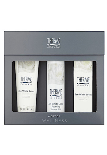 Therme Zen White Lotus Scrub Foam Massage Oil Geschenkset 3 stuks