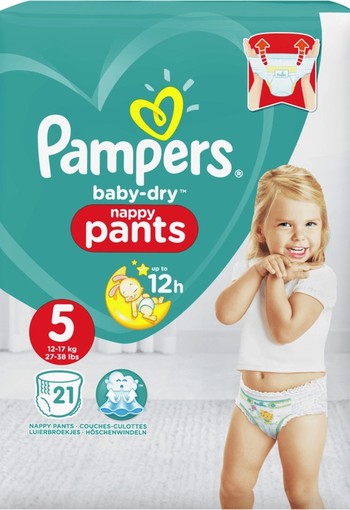 Pam­pers Ba­by dry pants ju­ni­or maat 5 (12-17 kg) 21 stuks