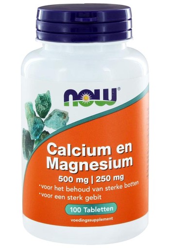 NOW Calcium 500 mg en magnesium 250 mg (100 Tabletten)
