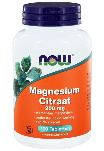 NOW Magnesium citraat 200 mg (100 Tabletten)