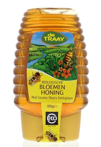 Traay Bloemenhoning knijpfles bio (375 Gram)