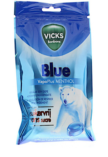 Vicks Blue Menthol Suikervrij Bag 72g