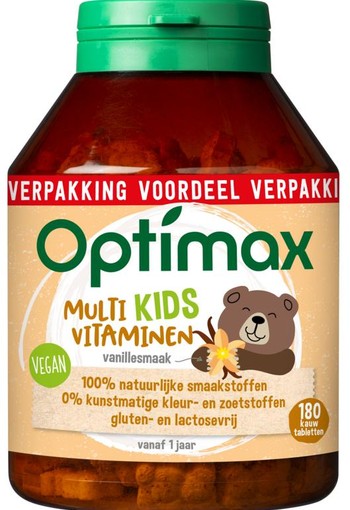 Optimax Kinder multivit vanille (180 kauwtabletten)