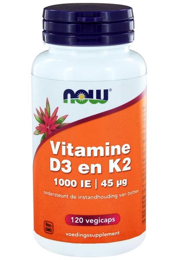 NOW Vitamine D3 1000IE & Vitamine K2 (120 Vegetarische capsules)