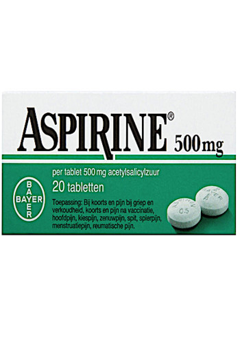  As­pi­ri­ne Bay­er As­pi­ri­ne ta­blet­ten 500 mg 20 stuks