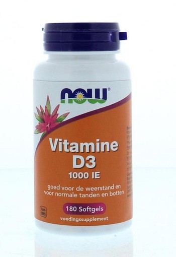 NOW Vitamine D3 1000IE (180 Softgels)