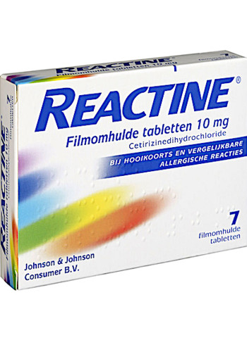 Re­ac­ti­ne Hooi­koort­s­ta­blet­ten ce­ti­ri­zi­ne 10 mg 7 stuks