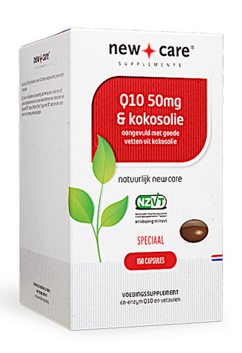 New Care Q10 50mg & kokosolie aangevuld met goede vetten uit kokosolie Inhoud  150 capsules