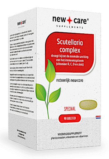 New Care Scutellaria complex draagt bij tot de normale werking van het immuunsysteem (vitamine A, C, D en zink) Inhoud  90 tabletten