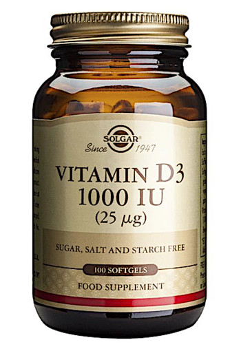 Solgar Vitamin D-3 1000 IU/25 µg (Softgel. Uit visleverolie) (100 softgels)