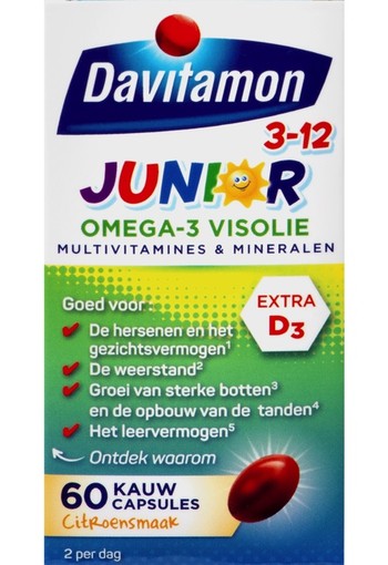 Davitamon Junior 3+ omega 3 visolie 60 capsules