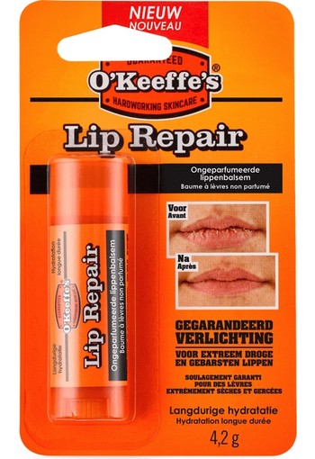 O Keeffe S Lip repair ongeparfumeerde lippenbalsem 4.2 gram