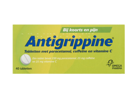 Anti-Grippine Tabletten met Paracetamol, Coffeïne, Vitamine C / 40 stuks