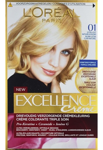 L'Oréal Paris Excellence Crème Verzorgende Crèmekleuring 01 Ultra Licht Natuurlijk Blond