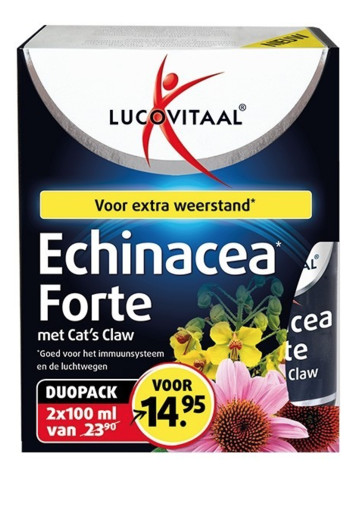 Lucovitaal Echinacea druppels met Cat's Claw 2 x 100 ml Duo Voordeel