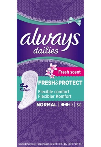 Always Dailies Fresh & Protect Inlegkruisjes Normal Fresh 30 st.
